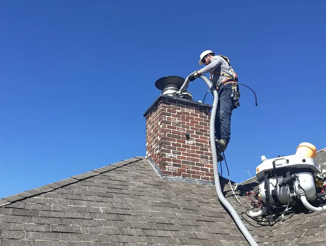 Dedicated Security-Widefield Chimney Sweep team member cleaning a chimney in Security-Widefield, CO