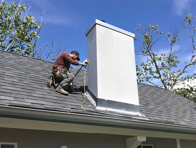 Security-Widefield Chimney Sweep team member finishing chimney construction in Security-Widefield, CO