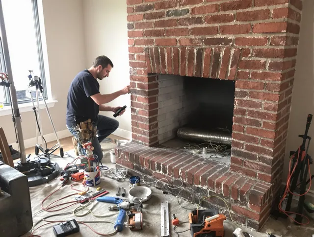 Security-Widefield Chimney Sweep specialist finalizing chimney liner service in Security-Widefield, CO