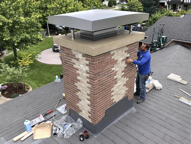 Security-Widefield Chimney Sweep team working on a custom chimney remodel in Security-Widefield, CO