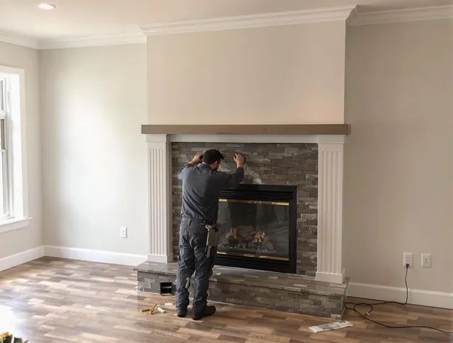 Security-Widefield Chimney Sweep finishing a custom fireplace install in Security-Widefield, CO